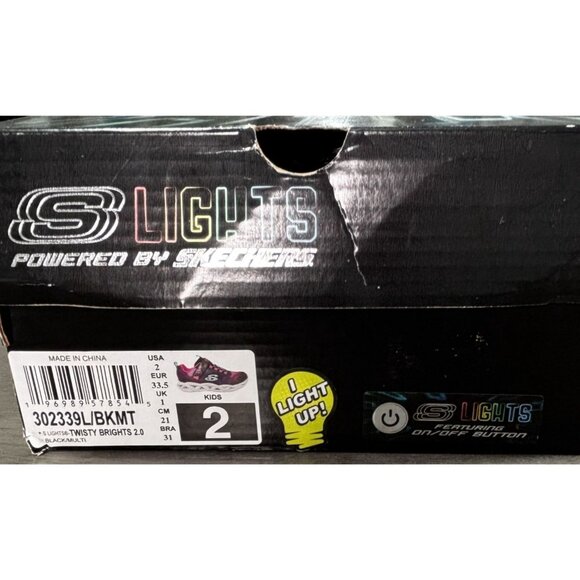 Skechers S Lights Girls Sneakers Size 2 Light-Up Sole Glitter Pink/Turquoise - Picture 8 of 8
